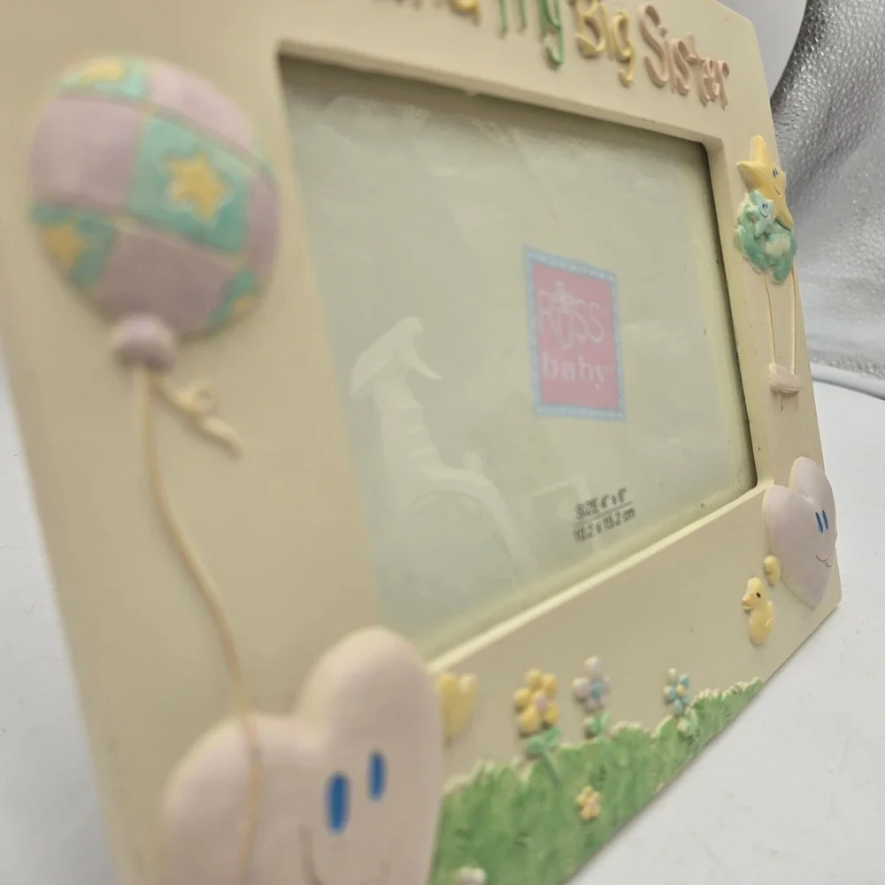 Russ Baby Me and My Big Sister Photo Frame 4x6 Resin Hand Painted Pastel 24361